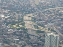 The Kennedy Expressway carving a path through Chicago 