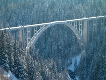 The Langwieser Viaduct a single track railway bridge near Langwies Canton of Graubnden Switzerland 