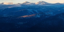The last bits of light on the foothills of Indian Peaks Colorado 