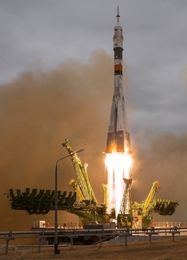 The launch of the Soyuz MS- rocket  Photo Credit NASAJoel Kowsky