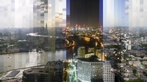 The London skyline over  hours from Canary Wharf 