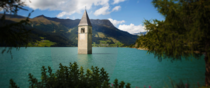The Lost Bell Tower of Graun in Lake Reschen Italy