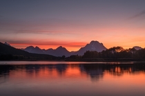 The Majestic sunset in the Teton Range in Wyoming 