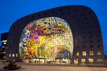 The Markthal is a residential and office building with a market hall underneath located in Rotterdam The building was opened on October   by Queen Mxima of the Netherlands Designed by architectural firm MVRDV