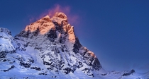 The Matterhorn  Cervino legendary mountain is the Swiss  Italian Alps 