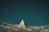 The Matterhorn lit by moon light The fog had cleared for just a few minutes allowing me to take a photo 