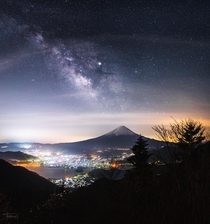 The Milky Way Above Mt Fuji 
