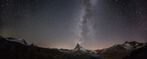 The Milky Way and the Perseids over the Matterhorn Switzerland  Photographed by Tobias Knoch