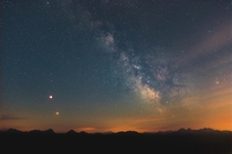 The Milky Way during the lunar eclipse of July th  from La Berra in Switzerland 
