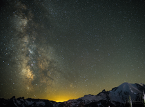 The Milky Way Galaxy next to Mount Rainier 