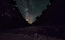 The Milky Way over a creek in Northern Pennsylvania