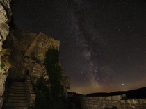 The Milky Way over a ruin in southern Germany 