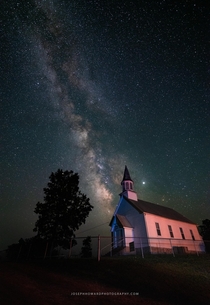 The Milky Way over rustic church in Southeast Missouri 