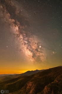 The Milky Way soaring above the High Peaks of the Adirondacks NY during astronomical twilight this past weekend 