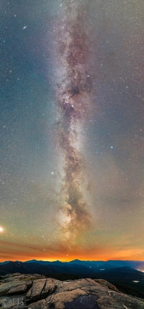 The Milky Way soaring high above Cascade Mountain in the Adirondacks NY as captured in this  image tracked pano 