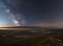 The Milky Way watches over a remote valley of the Snake River near Melba Idaho 