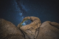 The Milkyway framed in the Mobius Arch Alabama Hills Lone Pine CA 