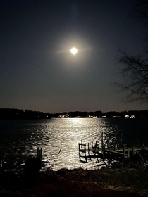 The moon over the Chesapeake Bay tonight