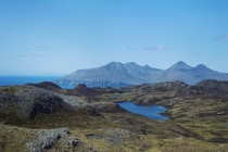 The mountains of Rum from An Sgurr Isle of Eigg Scotland  OC