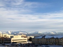 The mountains surrounding Anchorage Alaska view from downtown 
