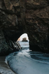 The natural caves of Shark Fin Cove CA 