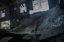 The nd floor in this automotive plant collapsed down to the st floor Now its used as a BMX quarterpipe Detroit Mi 