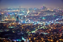 The neon-lit nightscape of Seoul South Korea 