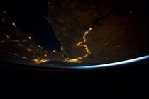 The Nile at night is like a jewel Photographed from the International Space Station by astronaut Scott Kelly 