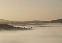 The Nordhordland Bridge in fog 