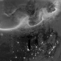 The October  aurora over North America as seen from space 