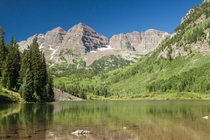 The often photographed Maroon Bells of Colorado 