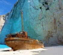 The Panagiotis is a shipwreck lying on the Navagio Beach in Greece