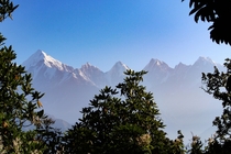 The Panchachuli Himalayan peaks as seen from Munsyari India 