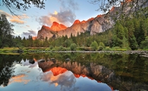 The peaks of reflection Yosemite National Park California 