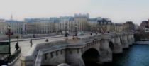 The Pont Neuf  m long and  meters wide is the oldest standing bridge over the river Seine in Paris It was the first stone bridge without a house with sidewalks