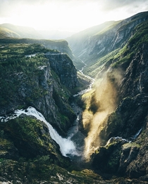 The power of sun and water Vringfossen Norway  Instagram bavarianexplorer