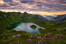 The quiet beauty of an alpine lake Lake Schrecksee m in the Allgaeu Alps Bavaria Germany  Photo by Stefan Hefele