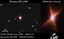 The Red Rectangle Nebula my telescope vs Hubble