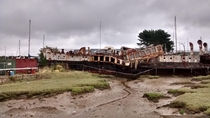 The remains of the paddle steamer PS Ryde on the Isle of Wight England