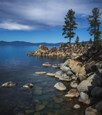 The rocky east shore of Lake Tahoe USA 
