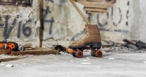 The roller rink burnt down but all the roller skates were left to rot 