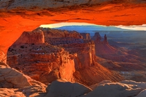 The Roof Is On Fire by Kevin Mcneal- Mesa Arch Canyonlands National Park Utah 