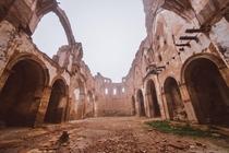 The ruins of the cathedral of Belchite was destroyed during the Spanish Civil War 