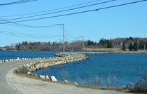 The S shaped causeway that carries State Route  between Little Deer Isle and Deer Isle in Maine 
