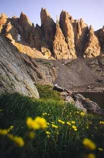 The Sharkstooth above Sky Pond in Rocky Mountain National Park CO USA 