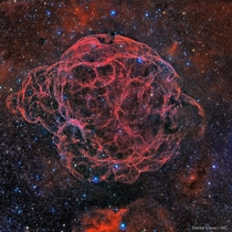 The Siemis  Supernova Remnant or also know as the Spaghetti Nebula Located on the boundary of the constellations Taurus and Auriga Photo credit Daniel Lpez source in the comments