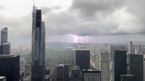The skyline of New York during a storm
