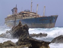 The SS America abandoned after running aground in January  