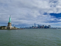 The Statue of Liberty and the Manhattan skyline
