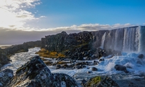 The stunning Oxararfoss Falls in Thingvellir Iceland 